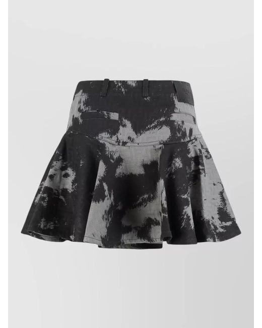 Fendi Black Ff Jacquard Denim Flared High Waist Skirt