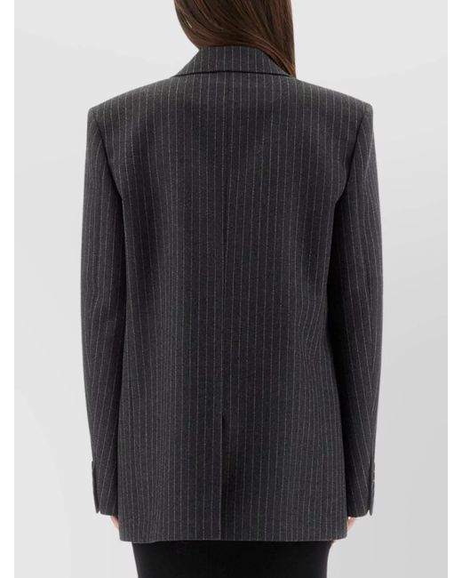 Saint Laurent Black Cassandre Double-Breasted Jacket