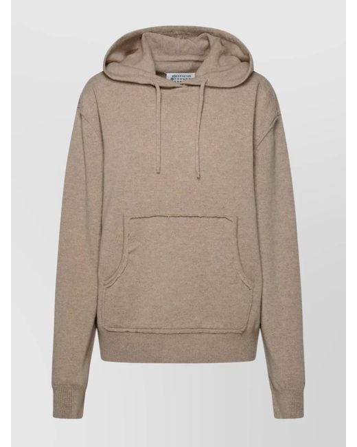 Maison Margiela Natural Cashmere Blend Sweater With Hood And Pocket