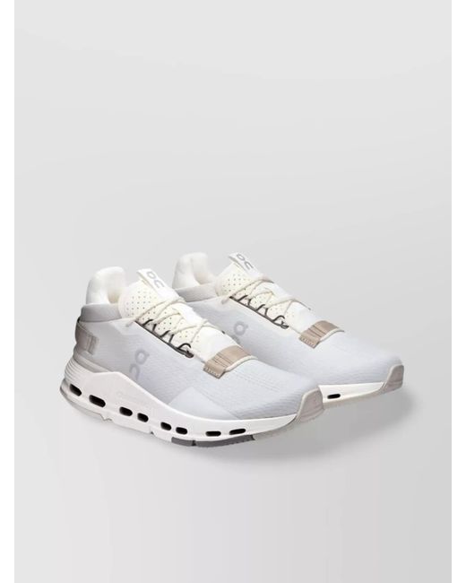 On Shoes White Paneled Low-Top Sneakers