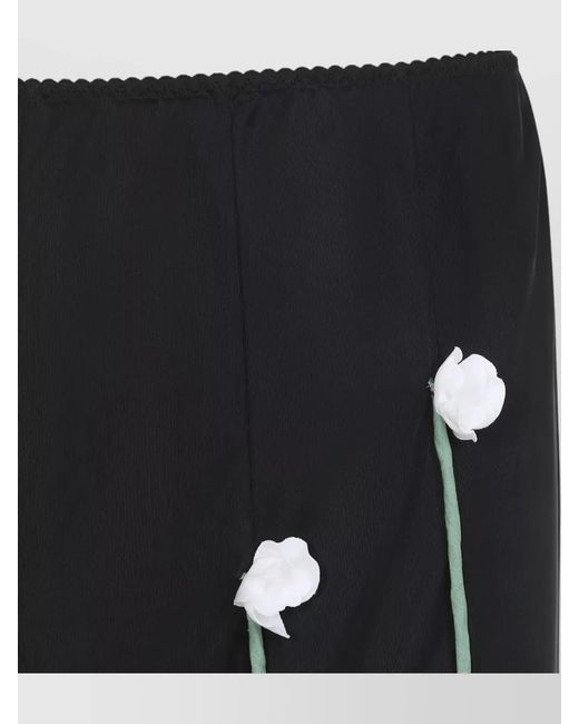 Moschino Black Midi Skirt Sheer Overlay Floral Embellishments