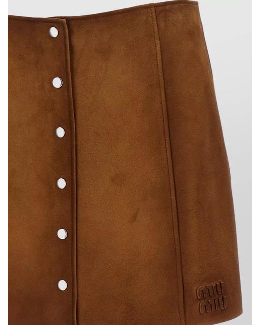 Miu Miu Brown High Waist Suede Panel Mini Skirt