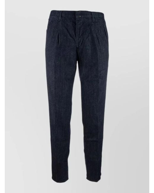 Incotex Blue Pleated Trousers Belt Loops Back Pocket for men