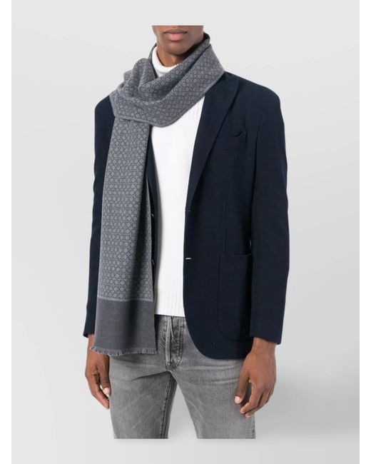 Ferragamo Gray Wool Logo-Print Scarf for men