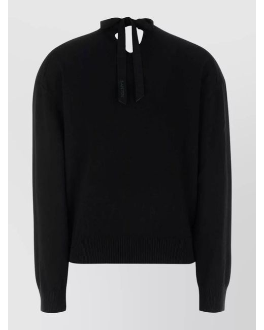 Lanvin Black Wool Blend Sweater V Neckline Keyhole