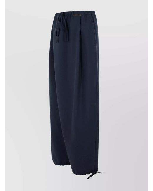 Marni Blue Wide-Leg Drawstring Trousers