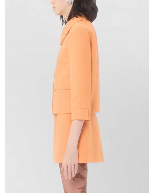 Valentino Garavani Orange Tailored Jacket Three Quarter Sleeves Collar