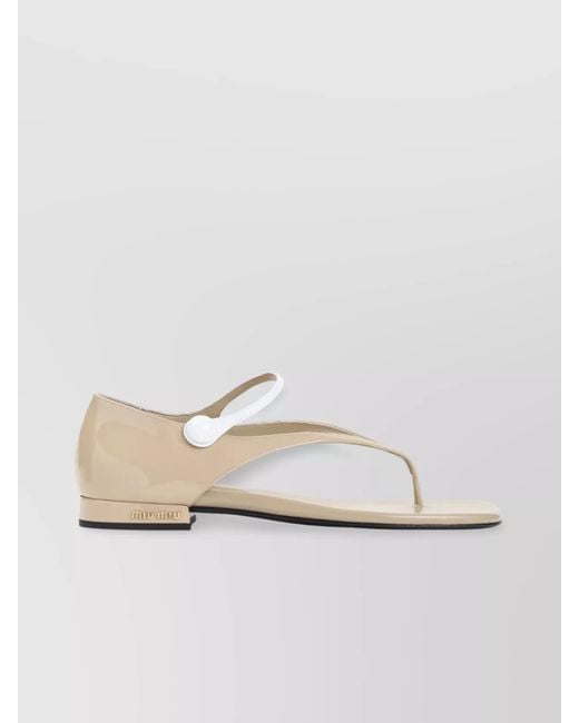 Miu Miu White Calf Leather Thong Sandals