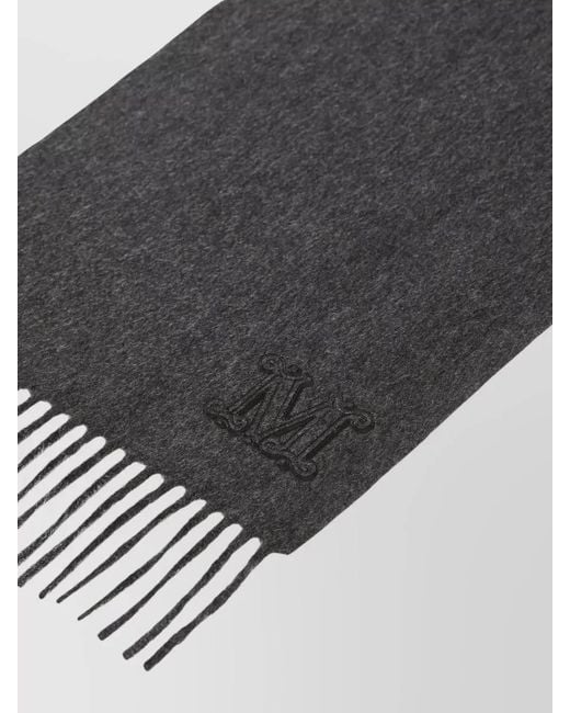 Max Mara Black Dalila Scarf Fringe Detail Lightweight Texture