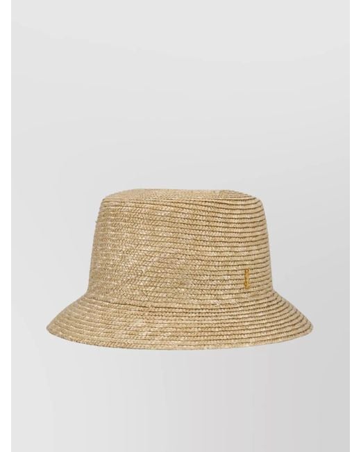 Saint Laurent Brown Raffia Fedora Hat