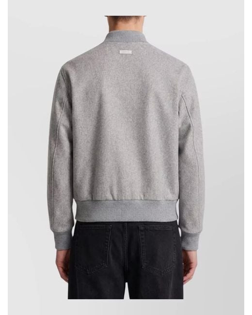 Lardini Gray Virgin Wool Regular-Fit Bomber Jacket for men
