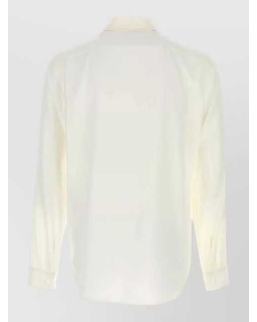 Gucci White Crepe Shirt Tailored Collar Curved Hem Long Sleeves for men