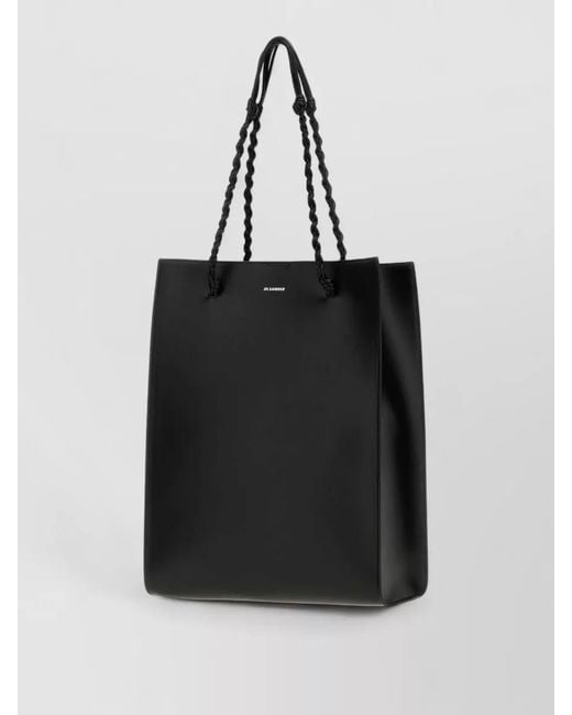 Jil Sander Black Leather Tangle Shopping Bag Braided Handles for men
