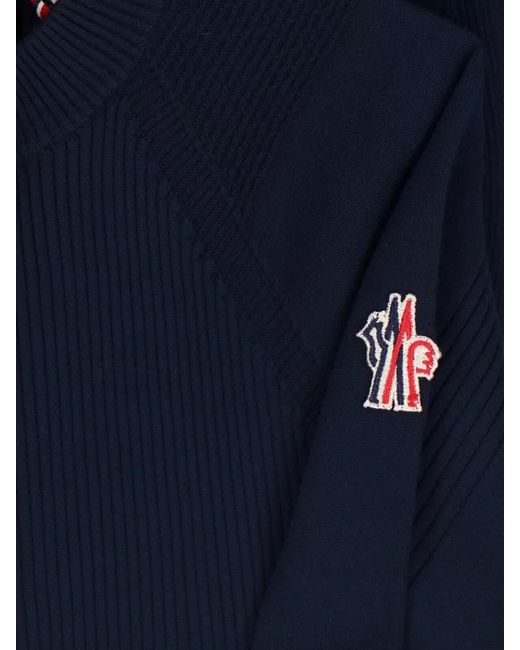 Moncler Blue Ribbed Crewneck Sweatshirt