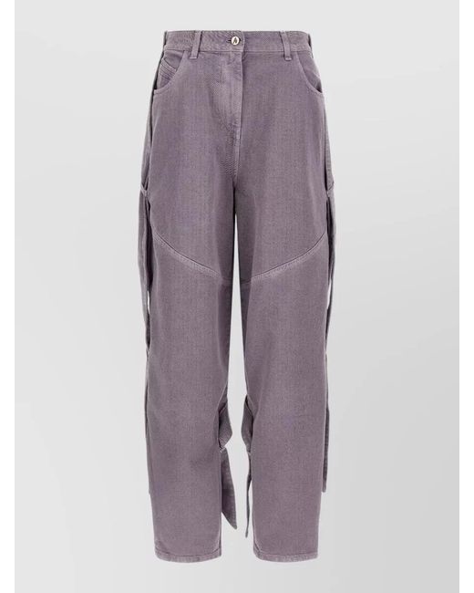 The Attico Purple Denim Wide-Leg Trousers
