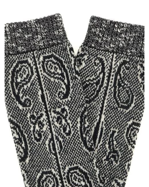 Dries Van Noten Gray Paisley Jacquard Knit Ankle Socks