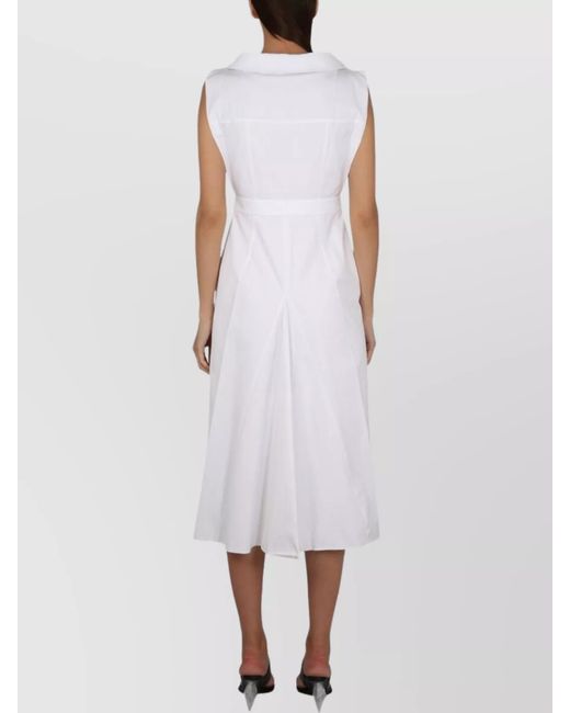 McQueen White Cotton Shirt Midi Dress