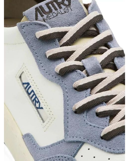 Autry White Low Sneakers Contrast Panels Perforated Toe Box for men