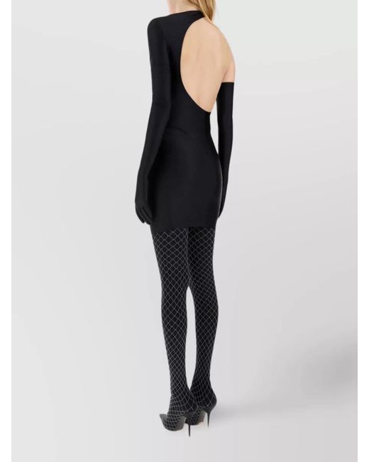Balenciaga Black One-Shoulder Cutout Mini Dress