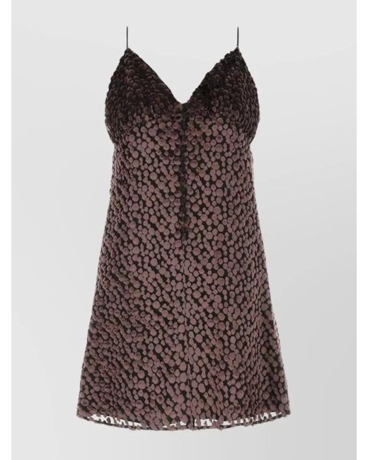 Saint Laurent Brown Silk Two-Tone Mini Dress