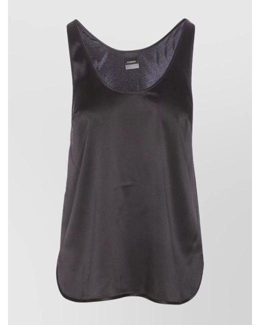 Pinko Black Crewneck Satin Finish Sleeveless Top