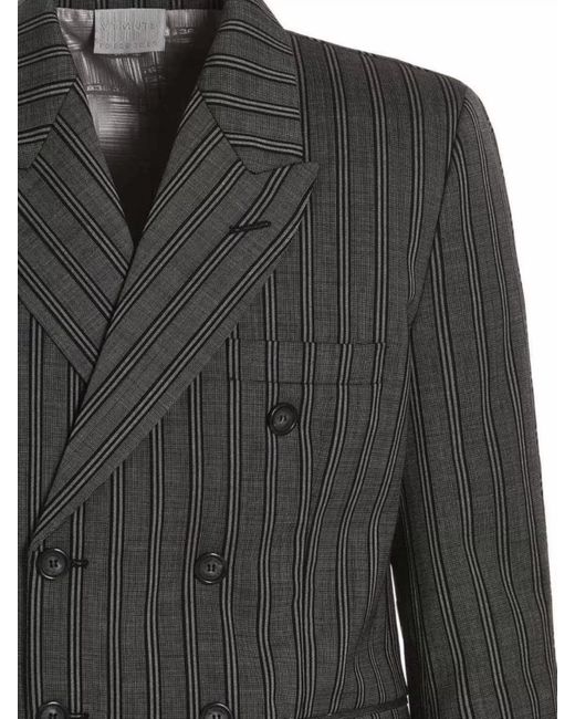 VTMNTS Black Virgin Wool Double-Breasted Blazer for men