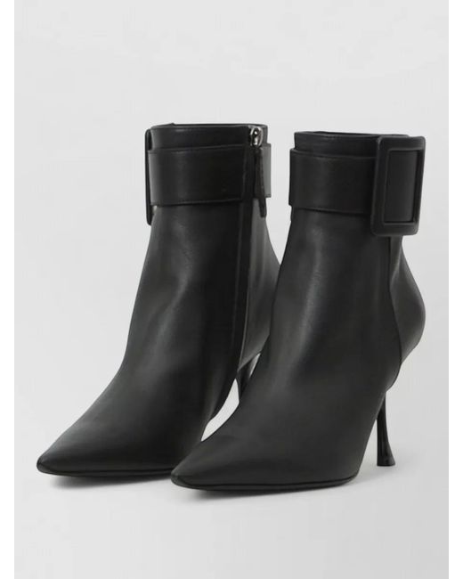 Roger Vivier Black Leather Ankle Boots