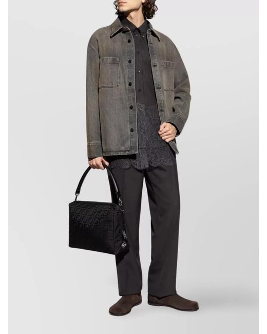 Fendi Gray Denim Shirt Jacket for men