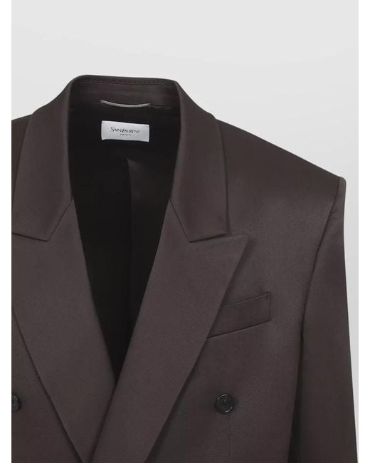Saint Laurent Black Double Breasted Silk Tailored Jacket for men