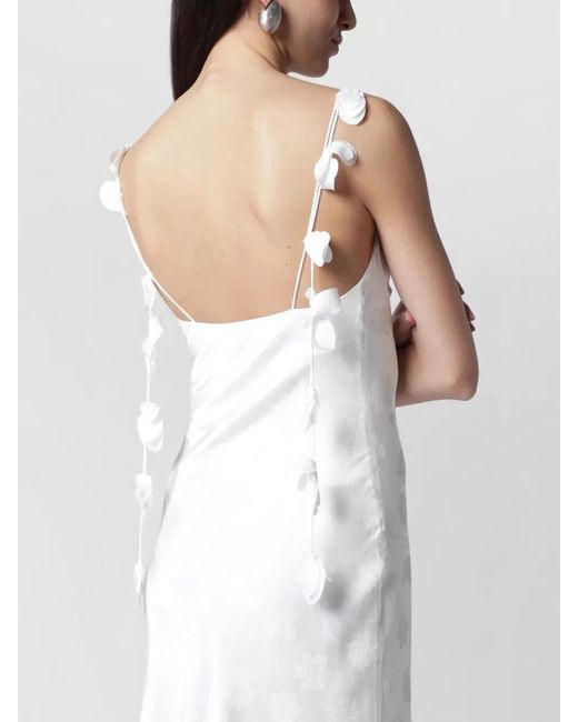 ROTATE BIRGER CHRISTENSEN White Cowl Neck Evening Dress Floor Length