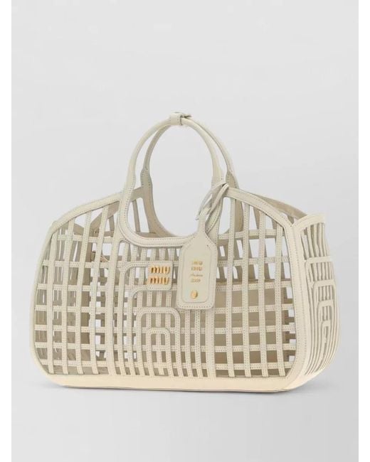 Miu Miu Natural Na Calf Leather Tote Bag