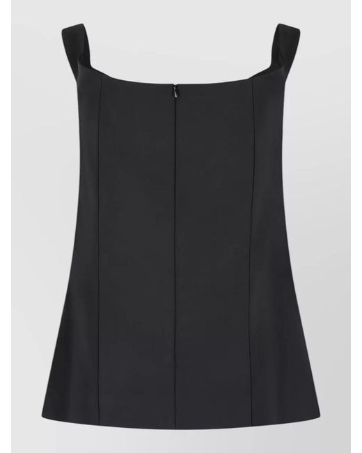 Rohe Black Sleeveless Viscose Top Tailored V Neckline