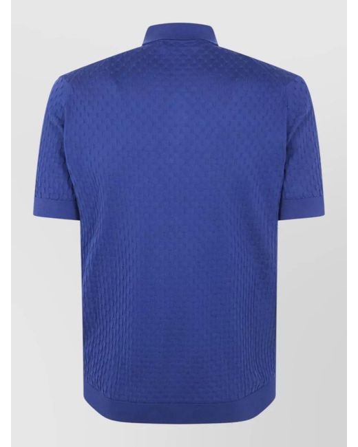 Filippo De Laurentis Blue Short-Sleeve Polo Shirt for men