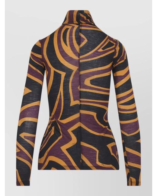 Emilio Pucci Black Printed Turtleneck Long-Sleeve Top