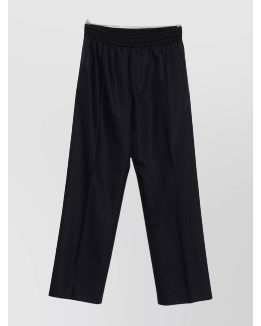 Golden Goose Deluxe Brand Blue Wide Leg Trousers With Pinstripes And Pockets for men