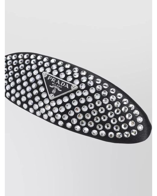 Prada White Crystal-Embellished Satin Hair Clip