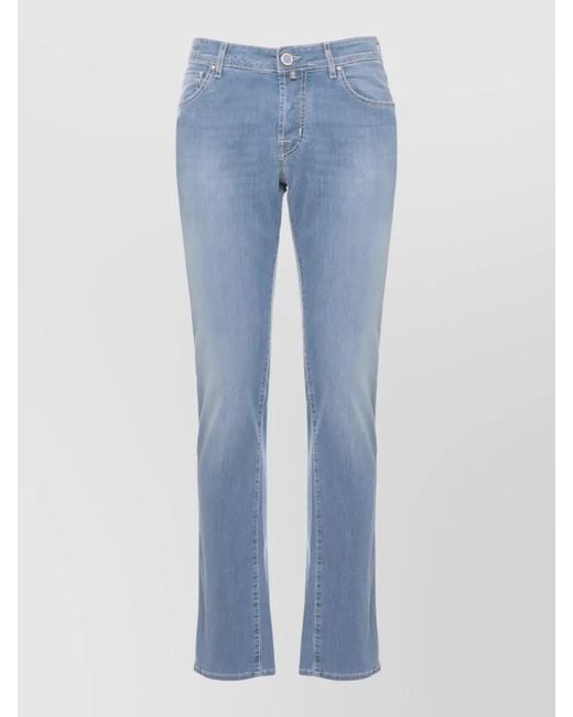 Jacob Cohen Blue Straight Leg Denim Jeans Contrast Stitching for men