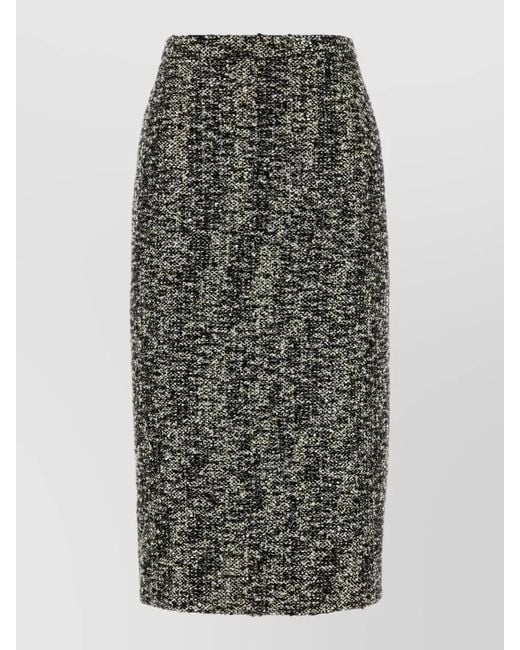 Gucci Gray Bouclé Midi Pencil Skirt