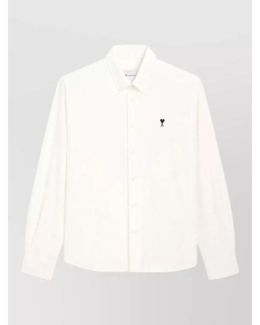 AMI Natural Tailored Long Sleeve Shirt Straight Hem