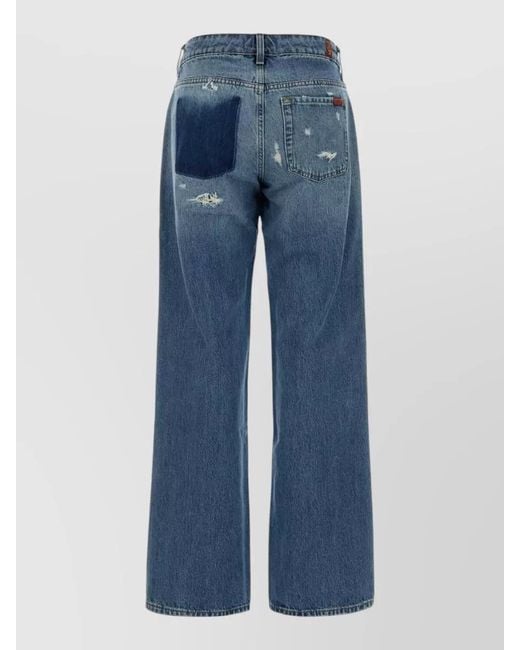 7 For All Mankind Blue High Waist Wide Leg Denim Jeans