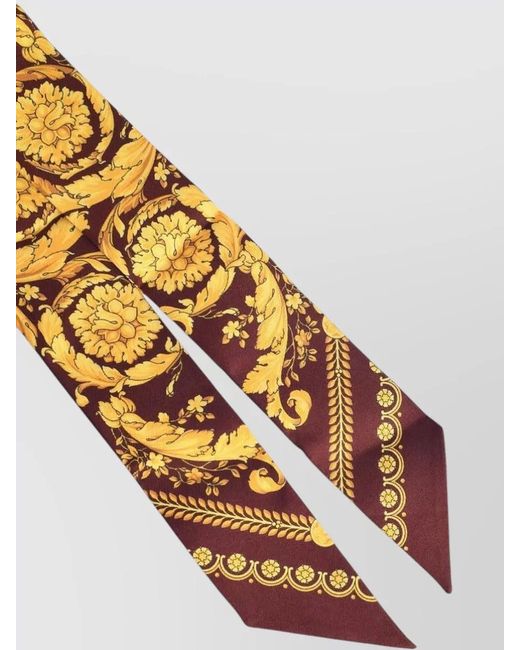 Versace Metallic Silk Printed Lavalliere Scarf