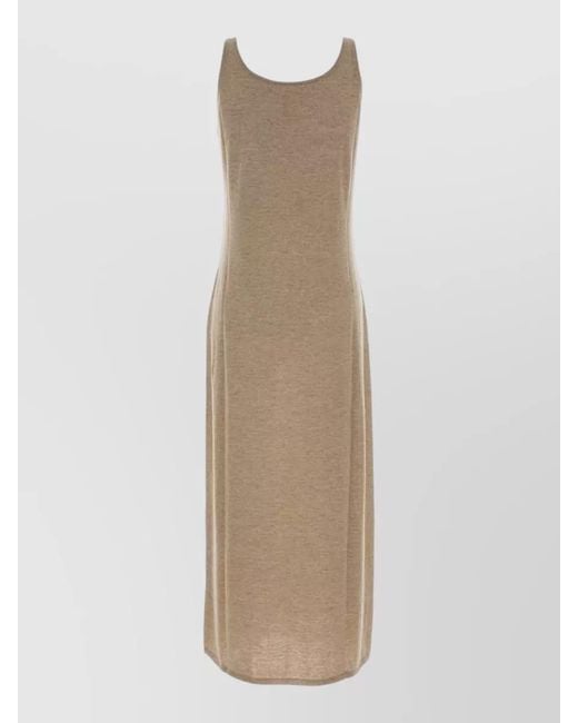 The Row Natural Cashmere Nareen Dress Midi Scoop Neck Sleeveless