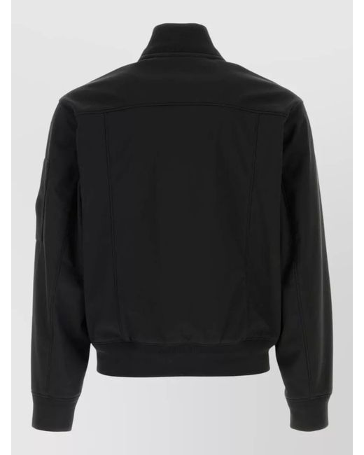 C P Company Black Stretch Polyester Jacket High Collar Pockets for men