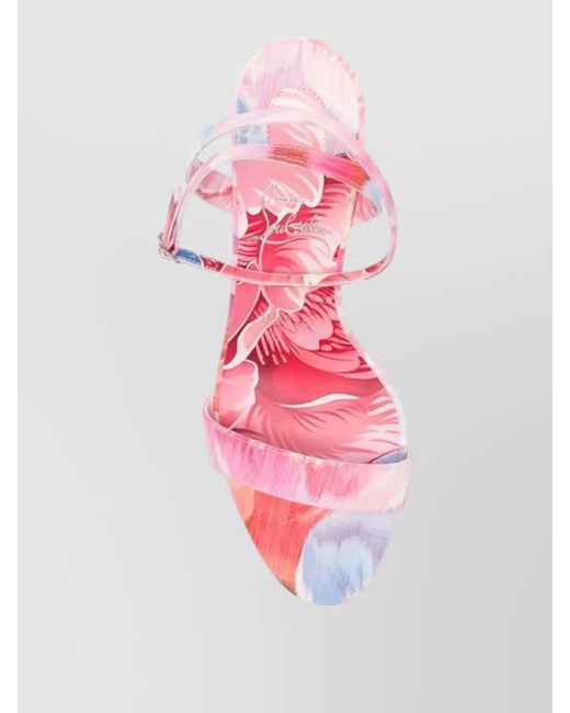 Christian Louboutin Pink Miss Z Peony Motif Ankle Strap Sandals