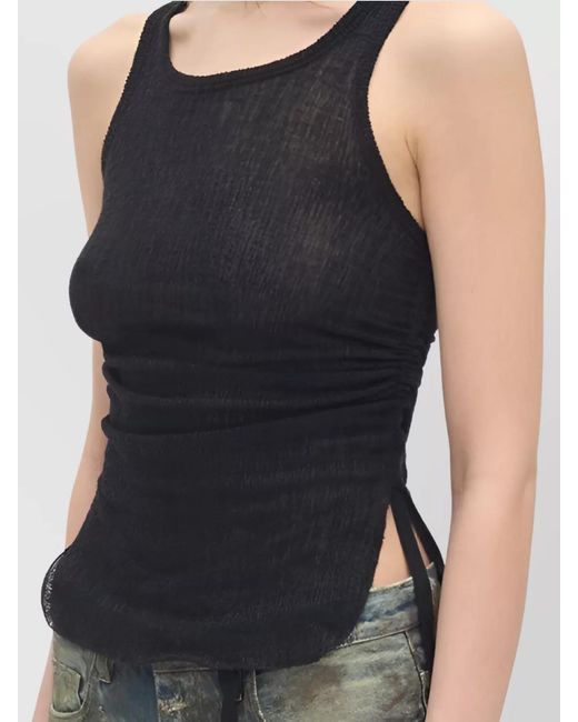 Ann Demeulemeester Black Wool Jacquard Cropped Tank Top