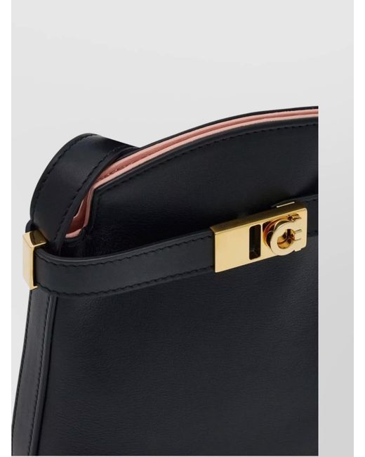 Ferragamo Black Hug Pouch Mini Leather Crossbody Bag