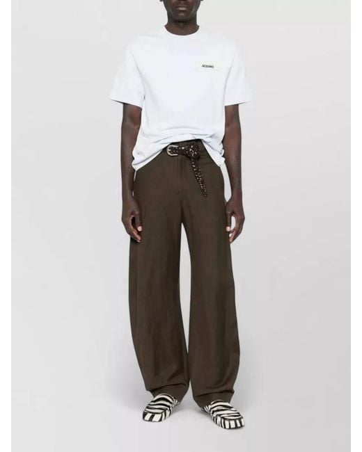 Jacquemus White Gros Grain Crew Neck Short Sleeves Shirt for men