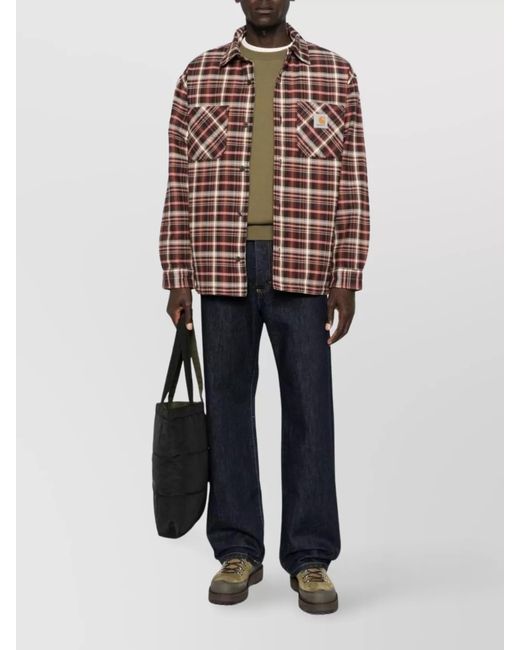 Carhartt Red Plaid Pattern Long Sleeve Shirt Jacket for men