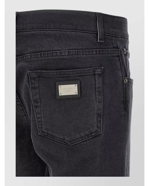 Dolce & Gabbana Blue Stretch Denim Trousers Belt Loops Five Pockets for men