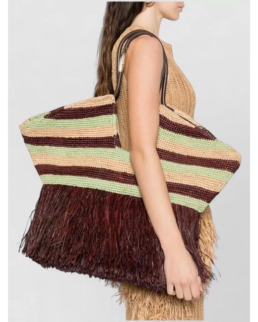 Zimmermann Multicolor Goldentime Large Fringed Striped Tote Bag